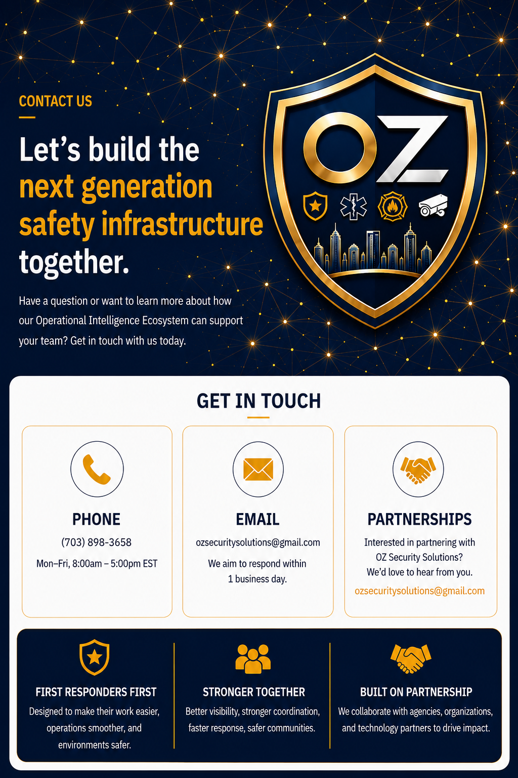 OZ Security Solutions contact page